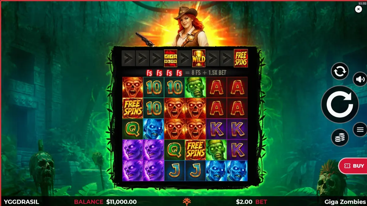 Giga Zombies slot com temática de horror mesoamericano e pistoleira